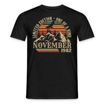 Born in November 1982 - Birthday November 1982 - Men's T-Shirt - black - Front - AI Model Male 178 light (178cm)