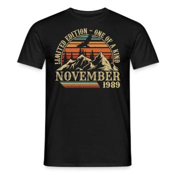 Born in November 1989 - Birthday November 1989 - Men's T-Shirt - black - Front - AI Model Male 178 light (178cm)