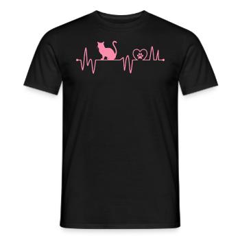 Cat Heartbeat Pet Shelter Funny Foster Cat Animal - Men's T-Shirt - black - Front - AI Model Male 178 light (178cm)