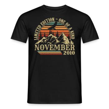 Born in November 2010 - Birthday November 2010 - Men's T-Shirt - black - Front - AI Model Male 178 light (178cm)