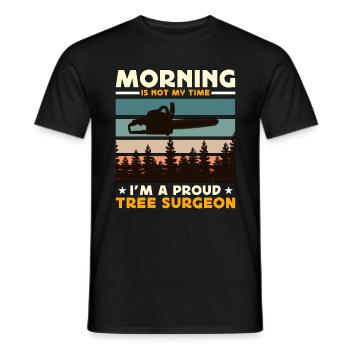Chirurgiens arboricoles Le matin n'est pas mon heure, je suis arboriculteur - T-shirt homme - noir - Devant - AI Model Male 178 light (178cm)