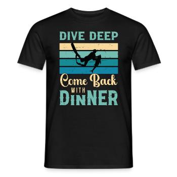 Chasse sous-marine Plongée profonde Retour amateur de pêche - T-shirt homme - noir - Devant - AI Model Male 178 light (178cm)