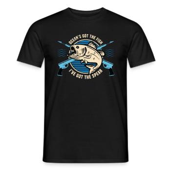 Chasse sous-marine Ocean’s Got The Fish Loves Freedive - T-shirt homme - noir - Devant - AI Model Male 178 light (178cm)