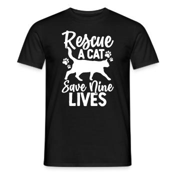 Sauver un chat sauver neuf vies drôle de chats animal - T-shirt homme - noir - Devant - AI Model Male 178 light (178cm)