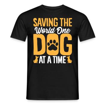 Die Welt retten Ein Hund nach dem anderen Lustiges Tier - Männer T-Shirt - Schwarz - Vorne - AI Model Male 178 light (178cm)