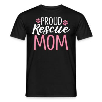 Proud Rescue Mom Animal Activist Funny Pet Mom - Men's T-Shirt - black - Front - AI Model Male 178 light (178cm)