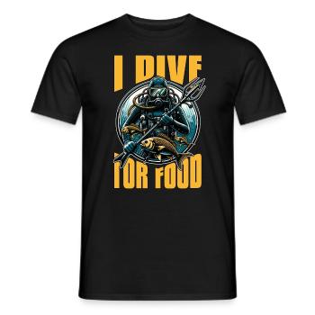 Chasse sous-marine Je plonge pour la nourriture Amateur de pêche - T-shirt homme - noir - Devant - AI Model Male 178 light (178cm)