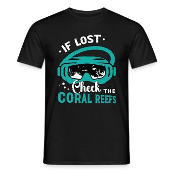 Snorkeling If Lost Check The Coral Reefs Swimmer - Men's T-Shirt - black - Front - AI Model Male 178 light (178cm)