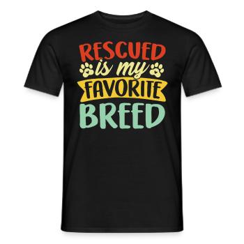 Rescued ist mein Lieblingsrasse Retro Pflegetier - Männer T-Shirt - Schwarz - Vorne - AI Model Male 178 light (178cm)