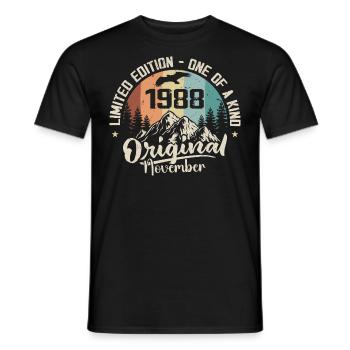 Original Novembre 1988 Anniversaire Novembre 1988 - T-shirt homme - noir - Devant - AI Model Male 178 light (178cm)
