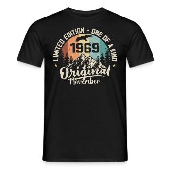 Original November 1969 Birthday November 1969 - Men's T-Shirt - black - Front - AI Model Male 178 light (178cm)