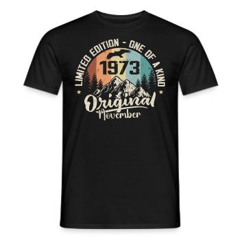 Original Novembre 1973 Anniversaire Novembre 1973 - T-shirt homme - noir - Devant - AI Model Male 178 light (178cm)