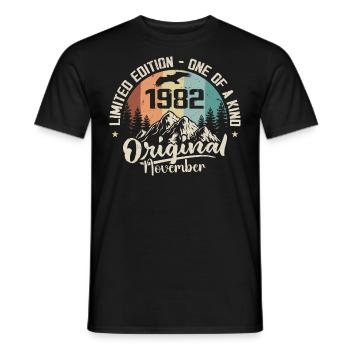 Original November 1982 Birthday November 1982 - Men's T-Shirt - black - Front - AI Model Male 178 light (178cm)