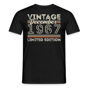 Vintage December 1967 - 58th Anniversary December - Men's T-Shirt - black - Front - AI Model Male 178 light (178cm)