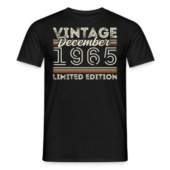 Vintage December 1965 - 60th Anniversary December - Men's T-Shirt - black - Front - AI Model Male 178 light (178cm)