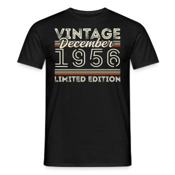 Vintage December 1956 - 69th Anniversary December - Men's T-Shirt - black - Front - AI Model Male 178 light (178cm)