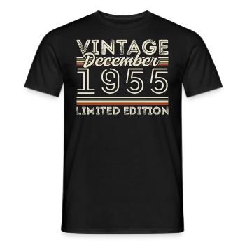 Vintage Décembre 1955 - 70e Anniversaire Décember - T-shirt homme - noir - Devant - AI Model Male 178 light (178cm)