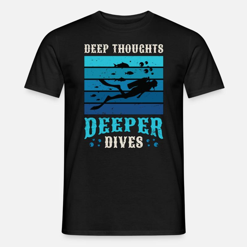 Scuba Diving Deep Thoughts Deeper Dives Snorkeler - Mænd T-shirt - sort