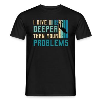 Plongée sous-marine Je plonge plus profondément que le nageur de snorkeling - T-shirt homme - noir - Devant - AI Model Male 178 light (178cm)