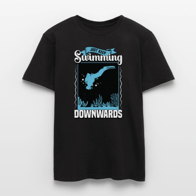 Plongée sous-marine Continuez simplement à nager nageur vers le bas T-shirt homme