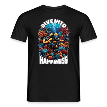 Scuba Diving Dive Into Happiness Loves Free Diving - Männer T-Shirt - Schwarz - Vorne - AI Model Male 178 light (178cm)