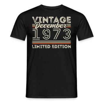 Vintage December 1973 - 52nd Anniversary December - Men's T-Shirt - black - Front - AI Model Male 178 light (178cm)