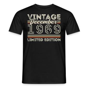 Vintage December 1969 - 56th Anniversary December - Men's T-Shirt - black - Front - AI Model Male 178 light (178cm)