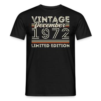 Jahrgang Dezember 1972 - 53. Jubiläum Dezember - Männer T-Shirt - Schwarz - Vorne - AI Model Male 178 light (178cm)