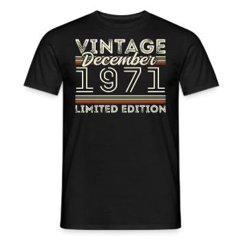 Vintage December 1971 - 54th Anniversary December - Men's T-Shirt - black - Front - AI Model Male 178 light (178cm)