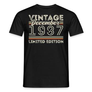 Vintage December 1987 - 38th Anniversary December - Men's T-Shirt - black - Front - AI Model Male 178 light (178cm)