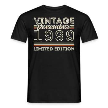 Vintage December 1989 - 36th Anniversary December - Men's T-Shirt - black - Front - AI Model Male 178 light (178cm)