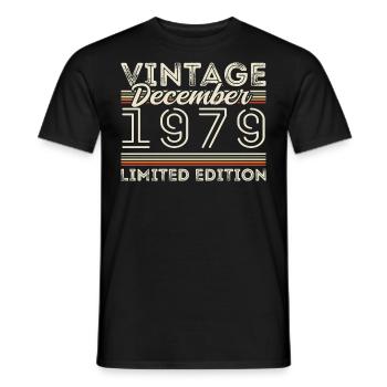 Vintage Décembre 1979 - 46e Anniversaire Décember - T-shirt homme - noir - Devant - AI Model Male 178 light (178cm)