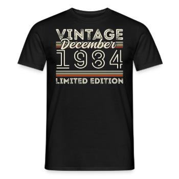 Jahrgang Dezember 1984 - 41. Jubiläum Dezember - Männer T-Shirt - Schwarz - Vorne - AI Model Male 178 light (178cm)