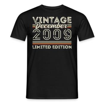 Vintage December 2009 - 16th Anniversary December - Men's T-Shirt - black - Front - AI Model Male 178 light (178cm)