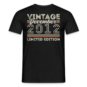 Vintage December 2012 - 13th Anniversary December - Men's T-Shirt - black - Front - AI Model Male 178 light (178cm)