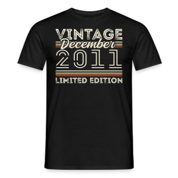 Vintage December 2011 - 14th Anniversary December - Men's T-Shirt - black - Front - AI Model Male 178 light (178cm)