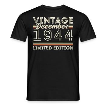 Vintage December 1944 - 81st Anniversary December - Men's T-Shirt - black - Front - AI Model Male 178 light (178cm)