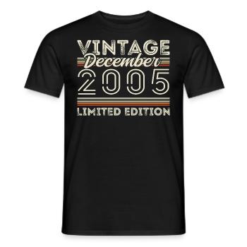 Vintage December 2005 - 20th Anniversary December - Men's T-Shirt - black - Front - AI Model Male 178 light (178cm)