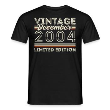 Vintage December 2004 - 21st Anniversary December - Men's T-Shirt - black - Front - AI Model Male 178 light (178cm)