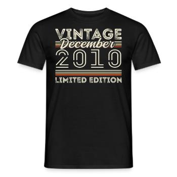 Vintage December 2010 - 15th Anniversary December - Men's T-Shirt - black - Front - AI Model Male 178 light (178cm)