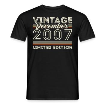 Vintage December 2007 - 18th Anniversary December - Men's T-Shirt - black - Front - AI Model Male 178 light (178cm)