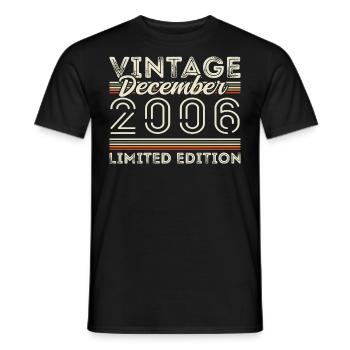 Vintage December 2006 - 19th Anniversary December - Men's T-Shirt - black - Front - AI Model Male 178 light (178cm)