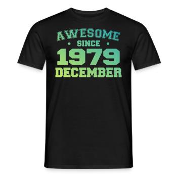 December 1979 Birthday - December 1979 Gift - Men's T-Shirt - black - Front - AI Model Male 178 light (178cm)