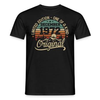 Original Cadeau Anniversaire 53 ans, Décembre 1972 - T-shirt homme - noir - Devant - AI Model Male 178 light (178cm)
