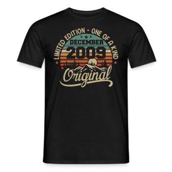 Original 16th Anniversary Gift, December 2009 - Men's T-Shirt - black - Front - AI Model Male 178 light (178cm)