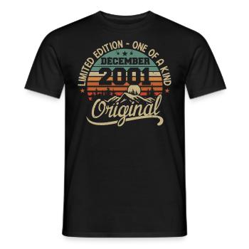 Original 24th Anniversary Gift, December 2001 - Men's T-Shirt - black - Front - AI Model Male 178 light (178cm)