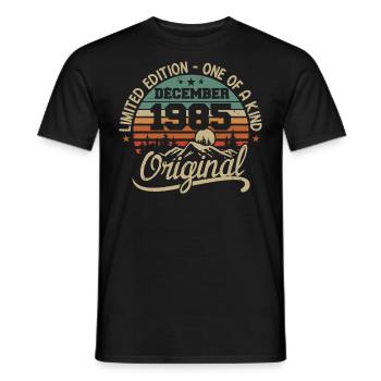 Original Cadeau Anniversaire 40 ans, Décembre 1985 - T-shirt homme - noir - Devant - AI Model Male 178 light (178cm)