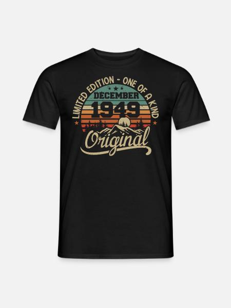 Originalgeschenk zum 76. Jubiläum, Dezember 1949 - Männer T-Shirt - Schwarz