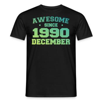 Anniversaire Décembre 1990 - Cadeau Decembre 1990 - T-shirt homme - noir - Devant - AI Model Male 178 light (178cm)
