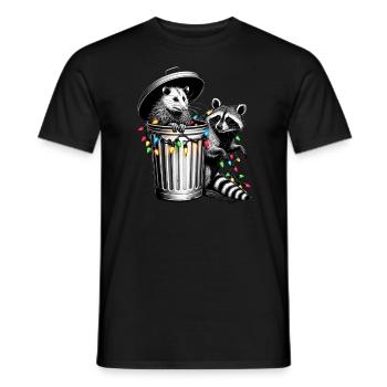 Merry Trashmas, raccoon and possum - Men's T-Shirt - black - Front - AI Model Male 178 light (178cm)